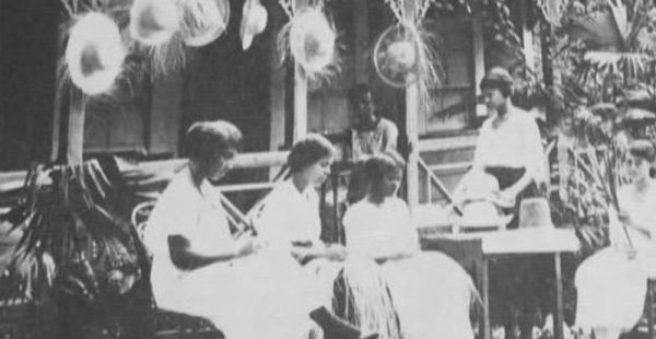 Archival photograph of Jamaican weaving